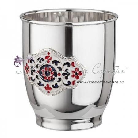 Стакан гладкий 999 пробы с эмалью на 260 мл  (Новинка)