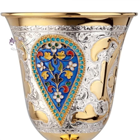 Фужер Царский с позолотой и горячей эмалью на 300 мл 