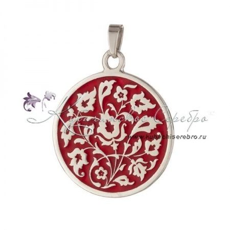 Кулон с бордовой холодной эмалью