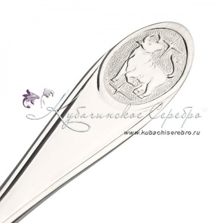 Серебряная чайная ложка Телец 1