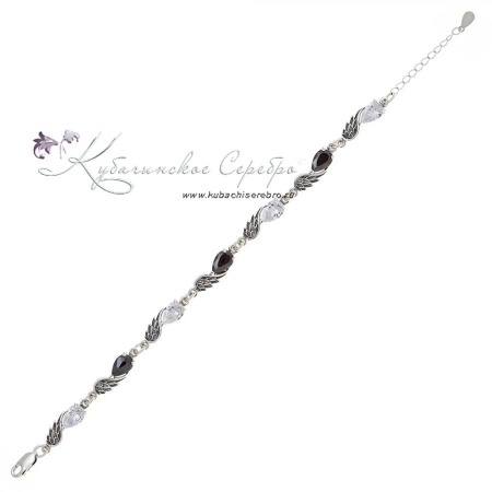 Браслет из серебра День и ночь с камнями