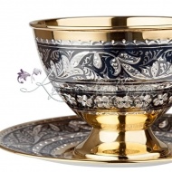 Чайная пара с позолотой на 150 мл, арт №2118