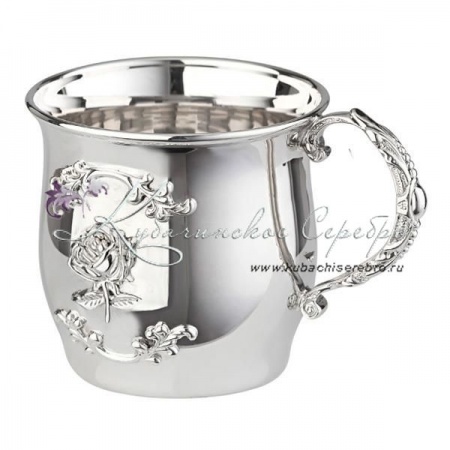 Кружка Роза из серебра 925 пробы на 150 мл 