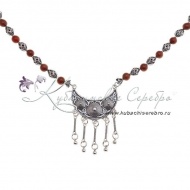 Колье серебряное, камень золотой песок, арт №4728