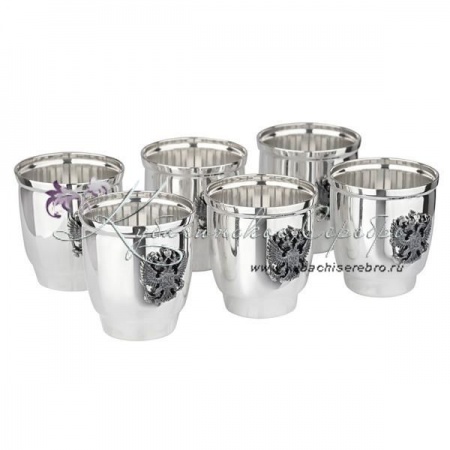 Набор стопок из серебра 999 пробы серия  Набор стопок из серебра 999 пробы серия Россия на 60 мл
