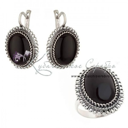 Комплект серебряный с агатом