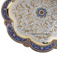 Поднос из серебра с горячей эмалью!, арт №1107