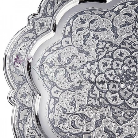 Поднос серебряный с чернением