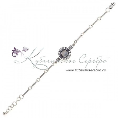 Браслет серебряный, камень кошачий глаз (Новинка)