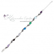 Браслет из серебра "Радуга" с камнями 8370