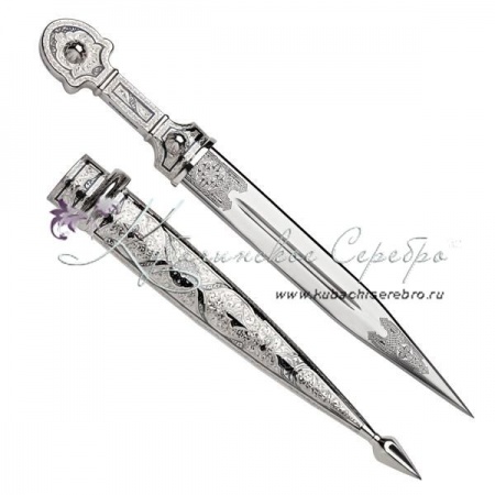 Подарочный набор из серебра, кинжал + рог 