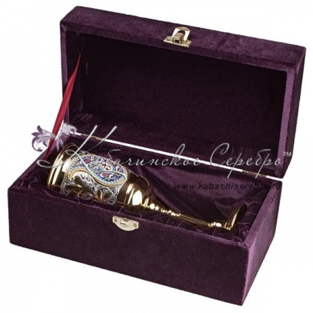 Бокал для вина с позолотой и эмалью на 300 мл 