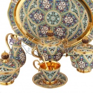 Сервиз чайный с позолотой и круговой горячей эмалью , арт №8224