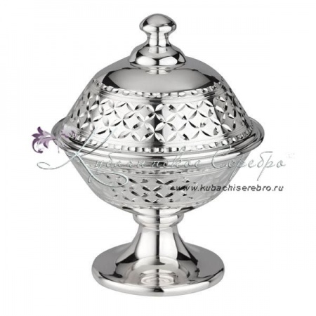 Икорница серебряная с алмазной огранкой на 100 мл