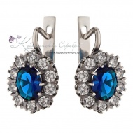 Серьги серебряные с синим камнем 6816/1