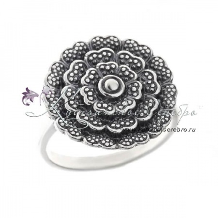 Кольцо серебряное Роза