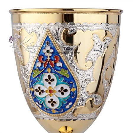 Бокал с позолотой и цветной горячей эмалью на 300 мл 