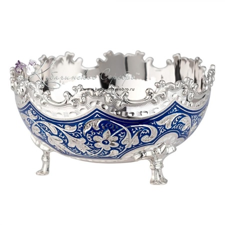 Конфетница Жасмин мини, с синей холодной эмалью (Новинка)