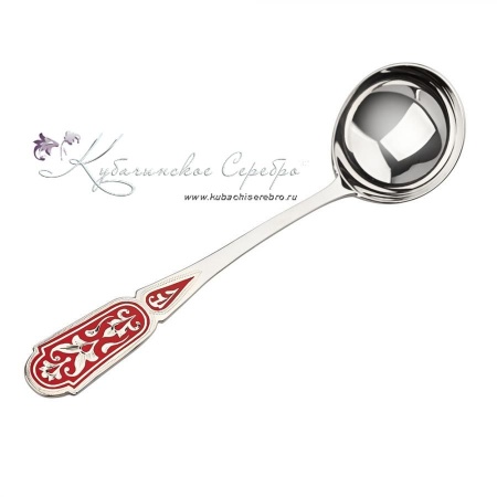 Ложка для сахара или варенья с красной холодной эмалью (Новинка)