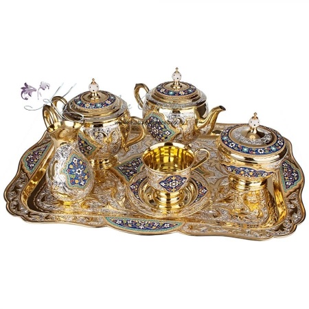 Сервиз чайный с позолотой и горячей эмалью