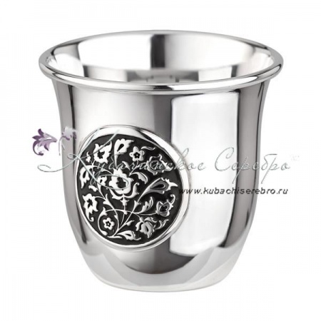 Стопка 999 пробы с черной эмалью на 45 мл , арт №1876  Стопка 999 пробы с черной эмалью на 45 мл