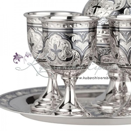 Мини сервиз на троих с чернением , арт №8343 Мини сервиз на троих с чернением