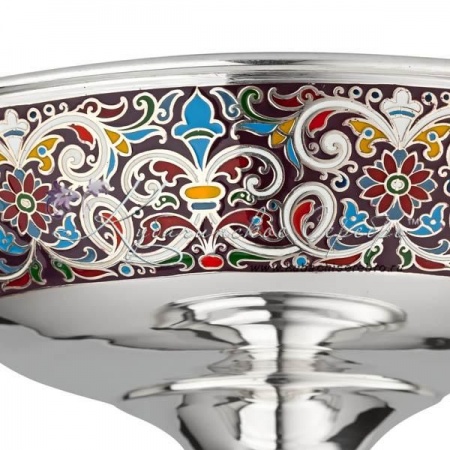 Конфетница 999 пробы с холодной эмалью , арт №6873 Конфетница 999 пробы с холодной эмалью