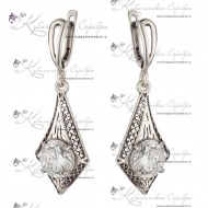 Серьги из серебра с белым камнем  6894/1