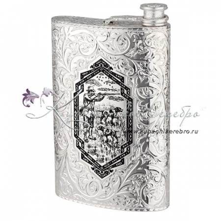 Фляга серебряная Охотник на 550 мл 