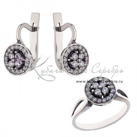 Комплект серебряный Россыпи с камнями