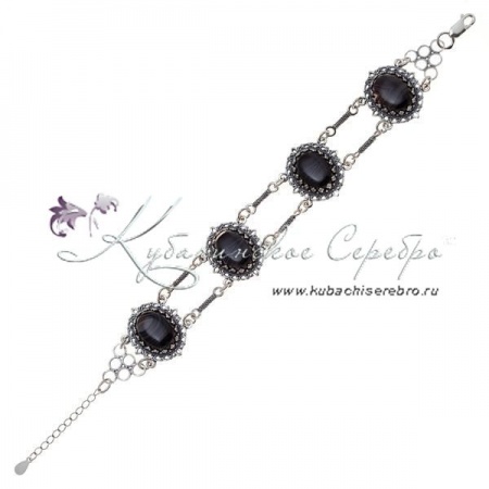 Браслет серебряный, камень агат