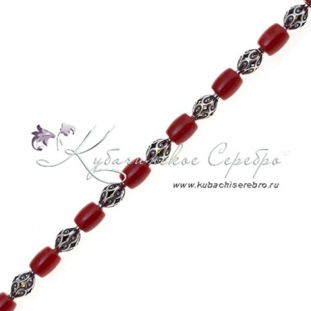 Бусы серебряные с кораллом