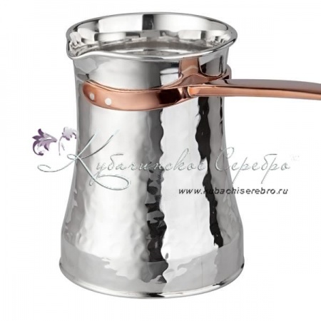 Турка из серебра 999 пробы на 270 мл, с медной ручной 