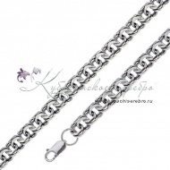 Серебряный браслет-цепочка, плетение бисмарк, длина 22-24 см, ширина 1 см 9902