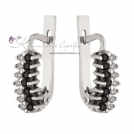 Серьги из серебра с черно-белыми камнями 6817/3