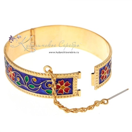 Браслет с позолотой и горячей эмалью 