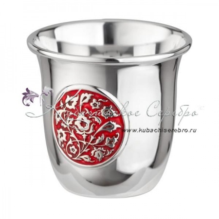 Стопка 999 пробы с красной эмалью на 45 мл , арт №1875  Стопка 999 пробы с красной эмалью на 45 мл