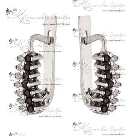 Серьги из серебра с черно-белыми камнями