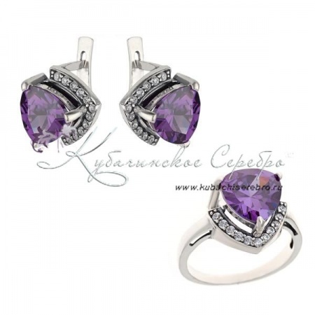 Комплект серебряный с аметистом