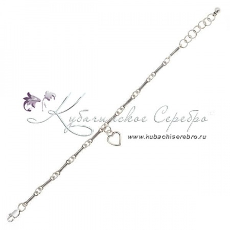 Браслет из серебра Сквозное сердце