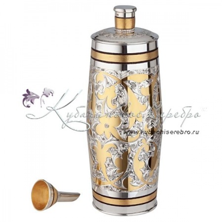 Позолоченный набор бутылка + воронка, арт №2577   Позолоченный набор бутылка + воронка