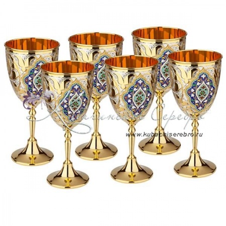 Набор бокалов с позолотой и горячей эмалью на 300 мл 