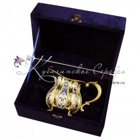 Молочник с позолотой и горячей эмалью на 420 мл