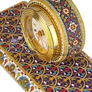 Настольные часы с позолотой и горячей эмалью , арт №2455