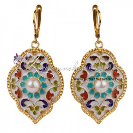 Серьги с позолотой и горячей эмалью  Серьги с позолотой и горячей эмалью Вдохновение