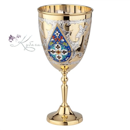 Бокал с позолотой и цветной горячей эмалью на 300 мл 