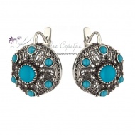 Серьги серебряные с голубой бирюзой (Новинка) 8428 
