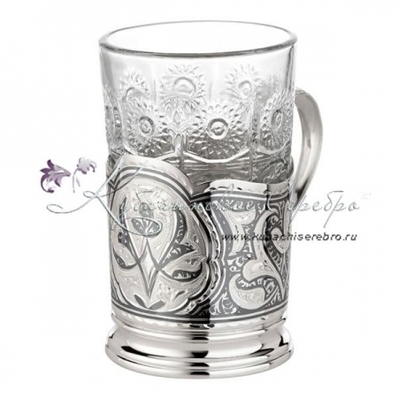 Подстаканник серебряный с литой ручкой , арт №8035/1 Подстаканник серебряный с литой ручкой