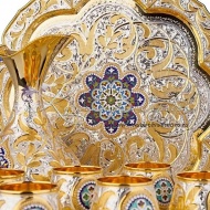 Сервиз винный с позолотой и горячей эмалью , арт №7124