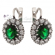 Серьги серебряные с зеленым камнем 6816
